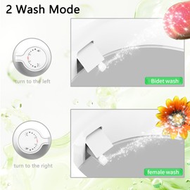 Aünsffer Bidet Toilet Seat Raised 2.91in, Toilet Seat with Bidet Riser Elongated 18.5 Inch, Bidet Wash + Female Wash + Self Clean 3 Wash Mode, no Electric Cold Water Only, Home/Commercial Use