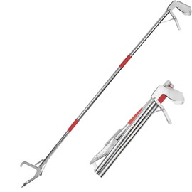 50in Snake Grabber,Snake Grabber Tool Only 17 in After Folding, Snake Stick Suitable for Many Scenarios，Snake Tools can Also be Used as Reptile Tongs and Snake Hook (White Metal Handle)