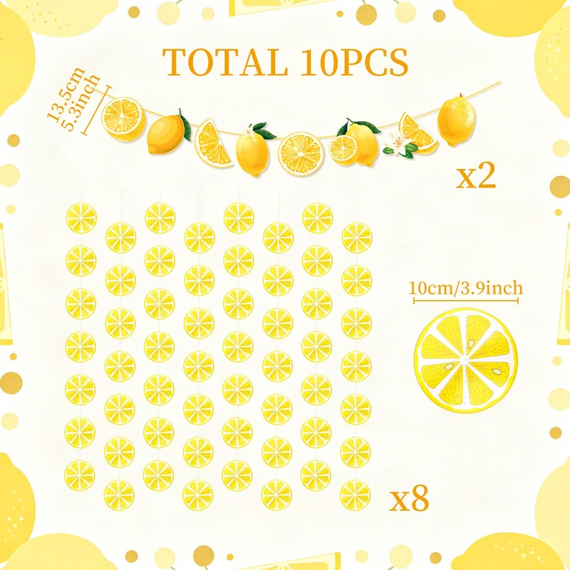 Yellow Lemon Banner Citrus Hanging Garlands Lemonade Party Decorations