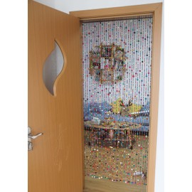 Urmforweilin 38 Strands Colorful Boho Hippie Door Beads Curtain, Hanging Wood Beaded Curtain for Doorways 36 Inches x 79 Inches (Rainbow)