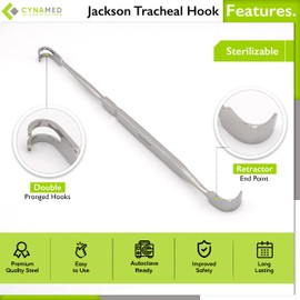 Cynamed Premium Jackson Dissecting Hook, 6.25 in. (15.87 cm) Surgical Veterinary Stainless Steel Instruments