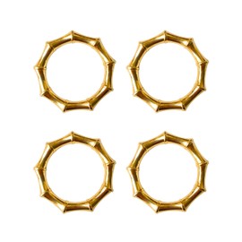 Jolitee Shining Gold Bamboo Napkin Rings Set of 4 - Elegant, Lightweight, Durable Table Decor Napkin Holders for Any Occasions