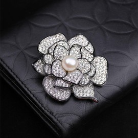 Merdia Sparkly Flower Brooch Pin for Women with Beautiful Created Crystal