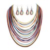 Women Multi Layer Chunky Bib Necklace Magnetic Clasp Wax Line