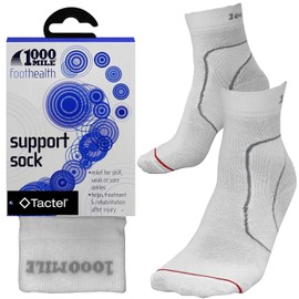 1000 Mile Tactel Mens White Foot Ankle Support Compression Tactel Socks Medium (UK6-8.5) - 3 Pair