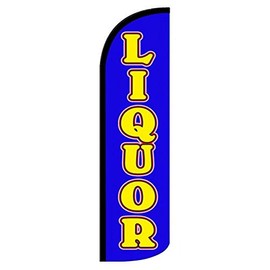 LIQUOR - Windless Swooper Flag Feather Banner Sign 3x11.5 ft Tall (Flag Only) bq