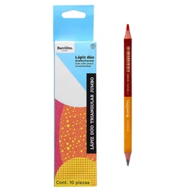 Barrilito Lápiz Bicolor Triangular Jumbo Grafíto-Carmín, 10 Piezas. 9286LDU