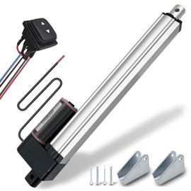 DC12V 10 Inch Stroke Electric Linear Motion Actuator with Momentery Switch 900N(200lbs) IP66 High Speed Motor 12mm/s with Mounting Brackets(250mm)