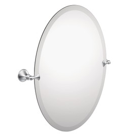 Moen Glenshire Chrome 26 x 22-Inch Frameless Pivoting Bathroom Mirror, Wall Mounted Oval Tilting Mirror for Bath, Vanity, DN2692CH