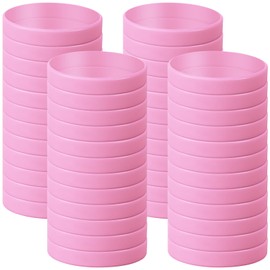 kymqlyw 48 Pcs Plain Silicone Rubber Bracelets Solid Color Rubber Wristbands Sports Elastic Rubber Bands for Stretch Silicone Wristband Wrist Bands for Women Men Part Decorations Gifts (Pink)