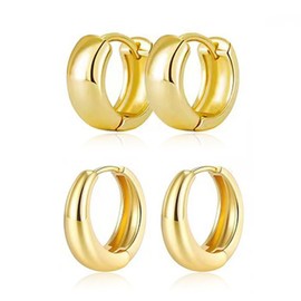 Krstudent Small Hoop Earrings for Women 18K Gold Plated Hoop Huggie Earrings for Women 14/14mm