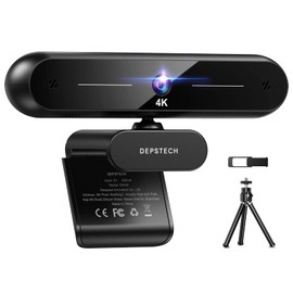 DEPSTECH DW40 UHD Webcam 4K, 1/2.55'' Sony Sensor, Webcam with Dual Noise Canceling Microphones, Auto Focus, Auto Light Correction, Streaming Camera Works with Skype, Zoom, Facetime, PC/Macbook/Laptop