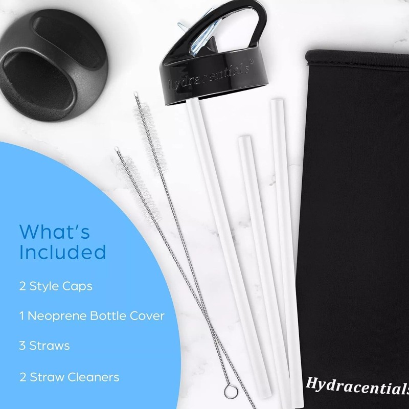 Hydracentials Insulated White Water Bottle - Stainless Steel 25oz Hot