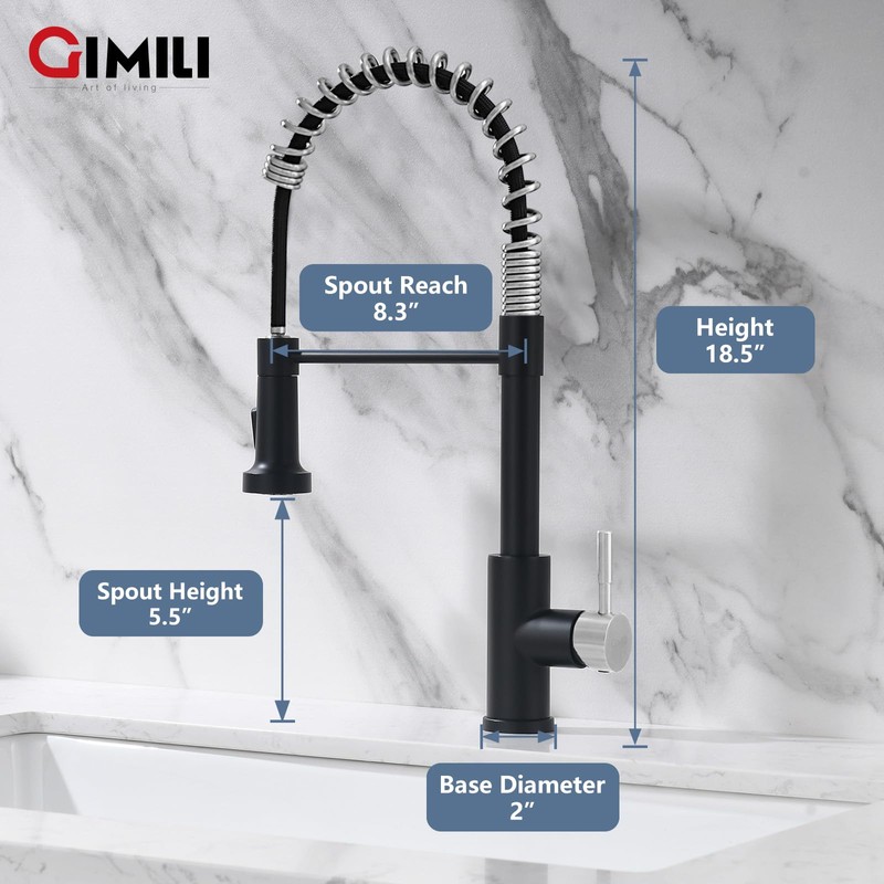 GIMILI Kitchen Faucet with Pull Down Sprayer Single Hole Stainless