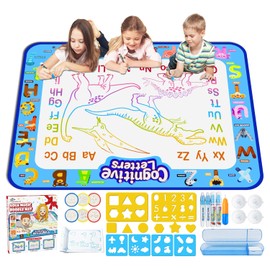 Jasonwell Aqua Water Doodle Mat 40 X 32 Inches Large Magic Drawing Doodling Mat Coloring Mat Educational Toys Christmas Birthday Gifts for Kids Toddler Boys Girls Age 2 3 4 5 6 7 8 Year Old (Alphabet)