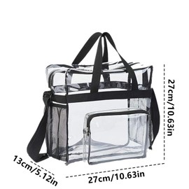 WEZCHUGHAOL Clear Tote Bag, Stadium Approved Bags for Concerts with Zipper Pocket, Stadium Bag with Adjustable Shoulder Strap (Black)