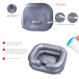 Inflatable Shampoo Basin for Bedridden and Disabled,Portable Shampoo Bowl for Injured, Hair Washing Basin for Childred,Pregnant Woman,Easy Hair Washing at Home (Silvery) (Black)