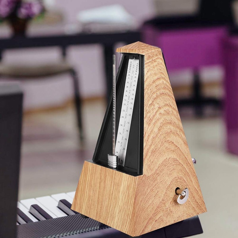 Old Fashion Mechanical Metronome, Wooden Guitar Piano Drum Instrument Tower