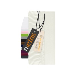 npluseins Fitted Sheet for Topper, 100% Cotton, 1598.2327, Approx. 140-160 x 200 cm, Natural