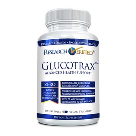 Research Verified Glucotrax - Berberine, Chromium Picolinate, Cinnamon, Gymnema - 1 Month Supply - 60 Capsules