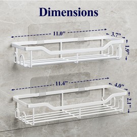 Kitsure Shower Caddy Large - Adhesive Shower Organizer, Stainless Steel Shelf for Inside Shower, No Drill Bathroom Organizers and Storage, Home Decor Accessories, 2 Pack, White