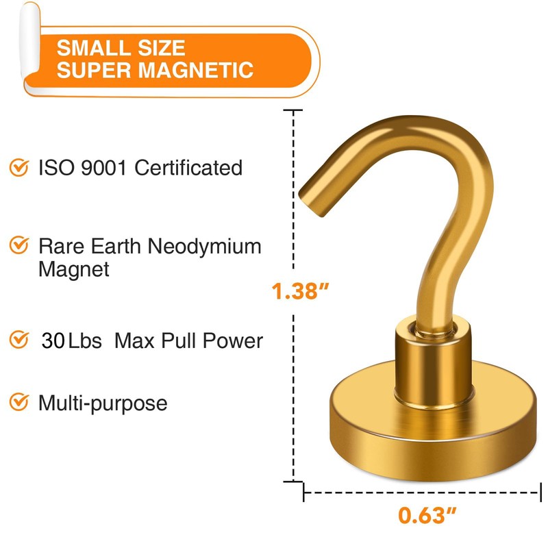MIKEDE N52 Magnetic Hooks Heavy Duty, 30LB+ Strong Magnets with