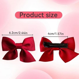 JRYXDS 2 Paar Schleifen-Haarspangen Rutschfeste Krokodil-Haarspangen Haarschmuck Mod, Mädchen Haarschmuck Frauen Weihnachten Hochzeit Geburtstag (Schwarz, Rot)