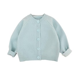 Newborn Baby Toddler Girls Knit Cardigan Outwear Long Sleeve Buttons Down Stretchy Comfortable Winter Warm Sweater (Light Blue, 3-6 Months)