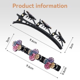 ZenithyrEn Pack of 4 Double Layer Hair Clips, Braided Hair Clips, 4-Way Spiral Spring for More Stable Hold, Crystal Stones, Durable and Comfortable, Elegant Hair Clips for Women and Girls