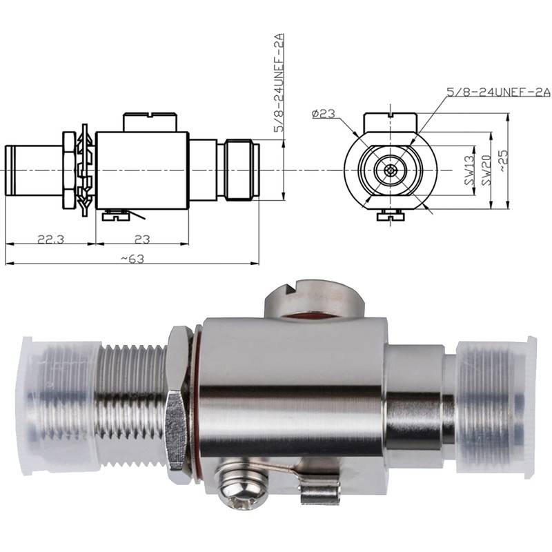 Lightning Arrestor N Type Female to Female Frequency 0-6 GHz