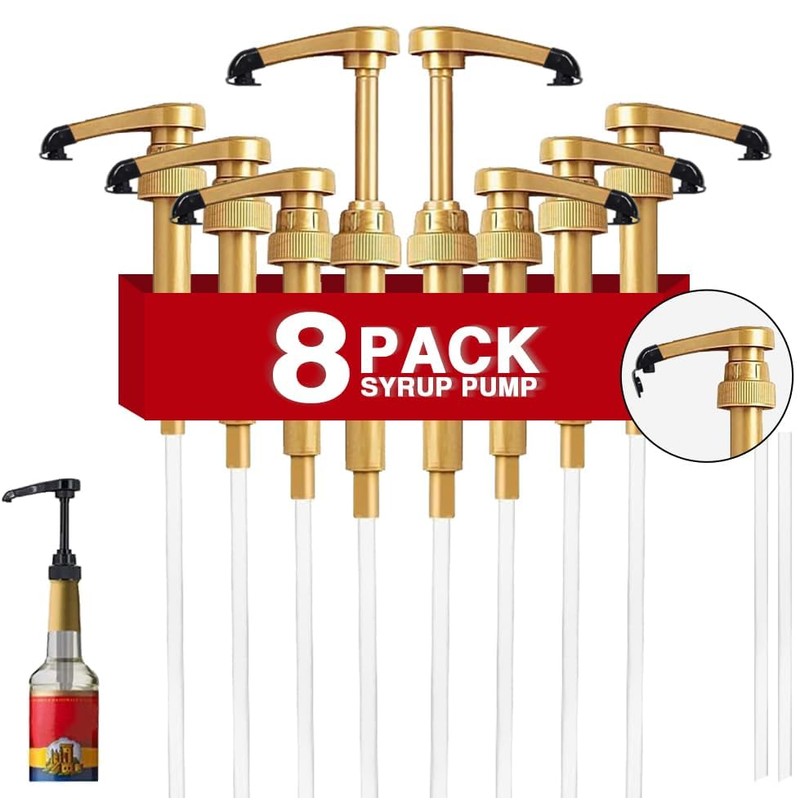 8 pcs Syrup Pumps with Cap to Avoid Dripping, Leak