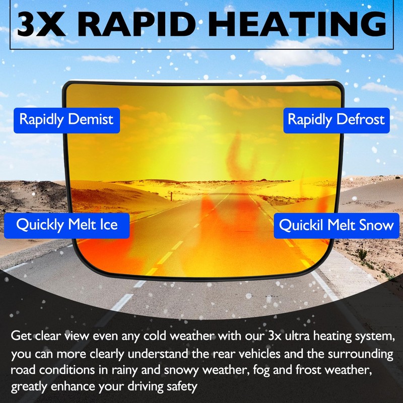 Heated Lower Convex Mirror Glass Compatible with 2008-2017 Freightliner Cascadia