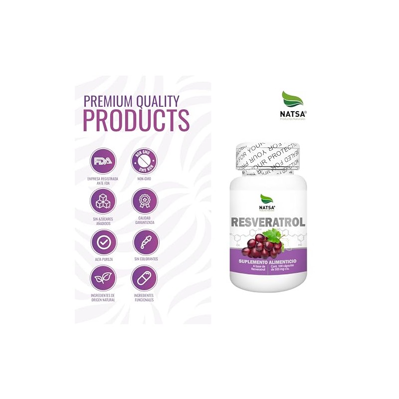 NATSA Resveratrol 100 cápsulas, calidad Premium