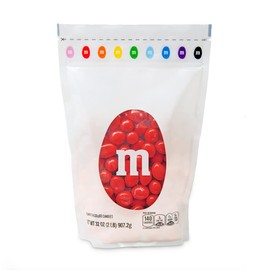 M&M’S WORLD Peanut Red Chocolate Candy 2lb Resealable Pack for Graduation Wedding 4th of July Candy Buffet Birthday Parties Candy Bar and Edible Decoration