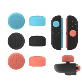 Vroxdrez Joystick Kappen kompatibel mit für Switch 2 Joy‑Con – 6er Set Silikon Thumb Grip Caps Schutz Cover, Weich & Rutschfest, Schwarz/Rot/Rosa – Ergonomische Kontrolle & Langlebig (B)