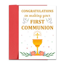 ACCOLIAMBER First Communion Gifts for Girls Boys First Communion Card First Holy Communion Card 1st Communion Favors Confirmation Baptism Gifts for Kids Teen Women Men