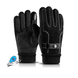 WITERY Mens Winter Thermal Gloves Genuine Leather Touch Screen Windproof Gloves Cold Proof Mittens for Hiking Cycling Skating Running Motorcycling and Working