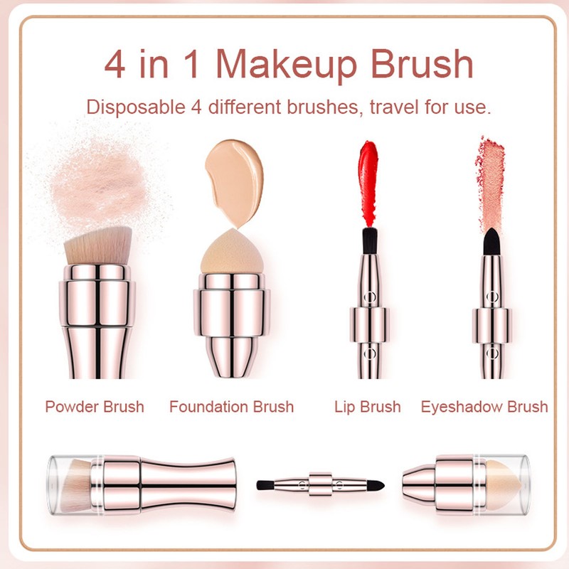 4 in 1 Makeup Brush Soft Bristles Elastic Sponge Head