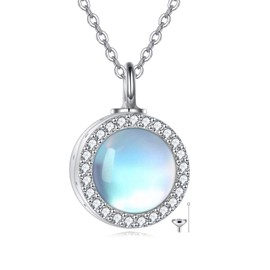 ONEFINITY Moonstone Urn Necklaces for Ashes Sterling Silver Moonstone Cremation Jewellery for Ashes Memory Jewellery for Women