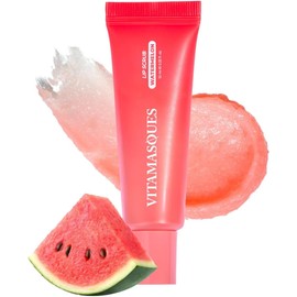 Vitamasques Exfoliante Labial De Azúcar - Sandía, Exfoliante Labial, Exfoliantes De Azúcar, Hidratación Y Suavidad Nocturnas, Alivia La Sequedad, Exfoliante Labial Hidratante Enriquecido Con Manteca