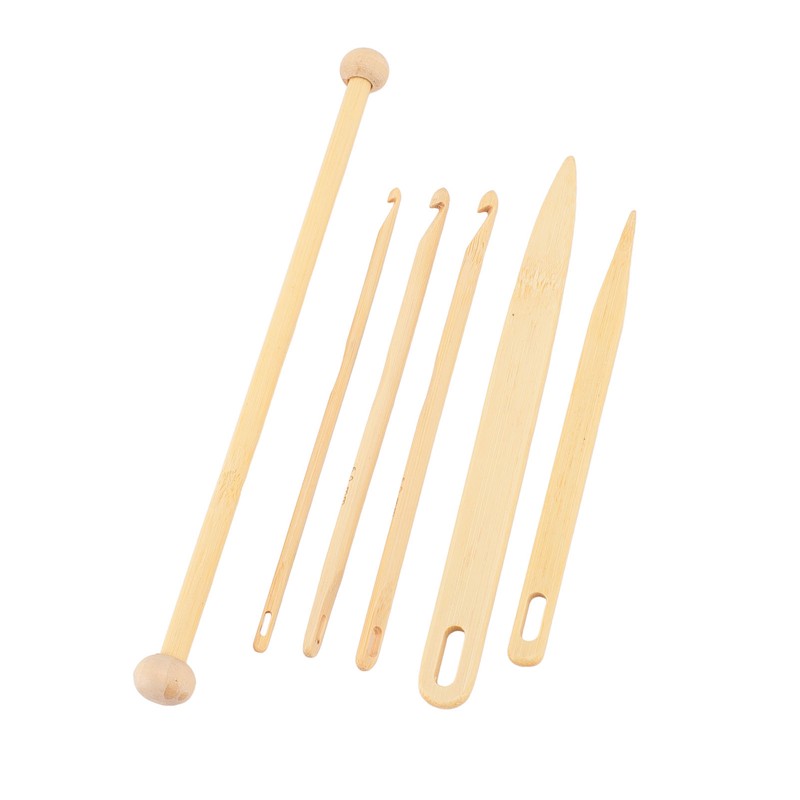 6Pcs Wood Hand Loom Stick Set Wood Weaving Crochet Needle