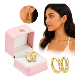 Arracadas Huggie Circonia Oro Laminado Espiral Elegante