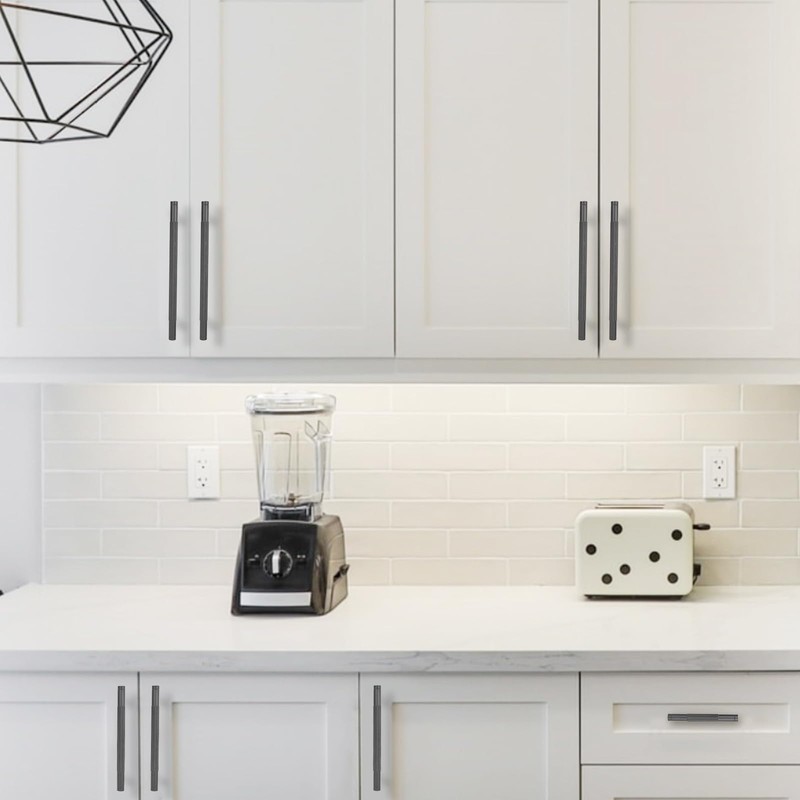 BUKOBYHE 10 Pack 3.75Inch Matte Black Kitchen Cabinet Handles Knurled