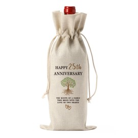 25th Anniversary Wine Bag 25 Year Anniversary Wedding Gifts for Her Him Couple Parents Happy Anniversary Cool Gifts Marriage Engagement Party Decorations Wine Bags