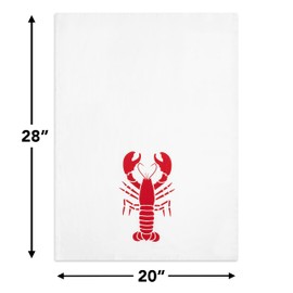 GMIcréatifs 100% White Cotton, Red Lobster Print, Multi Purpose Kitchen Dish Towel, Tea Towel, Hand Towel, Bar Towel, Absorbent. Measuring 20" x 28" inch.
