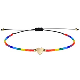 KELITCH Women's Bracelet Adjustable Handmade Evil Eye Pearl Bracelet Stackable Bangle, Rubber