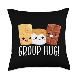 Group Hug Camping Campfire Chocolate Marshmallow S'Mores Throw Pillow