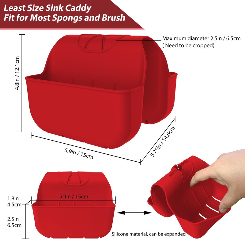 OKeanu Sponge Holder for Kitchen Sink, Silicone Sink Saddle Caddy