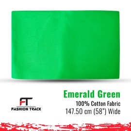 Fashion Track Emerald Green Fabric Cotton by The Metre UK - 58 Inches / 147.5 cm Wide - 100% Cotton Fabric Plain - 60 Square - Available in 20 Colours and 5 Sizes (1 Metre, Emerald Green)