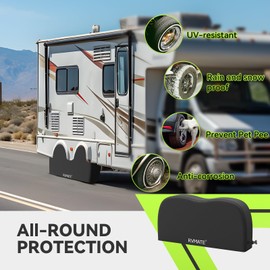 RVMATE Dual Axle Wheel Covers (2 Pack) - Fits 27"-30" Tires, Waterproof Anti-UV 420D Oxford Black Tire Covers for RV/Truck/Trailer